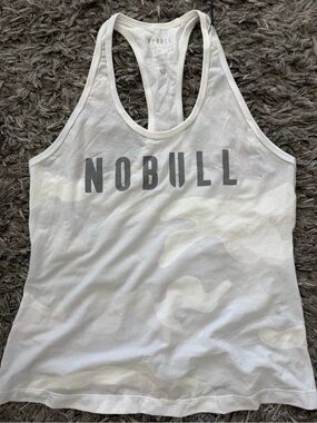 NOBULL White and Light-Gray Camo Racerback Training Tank